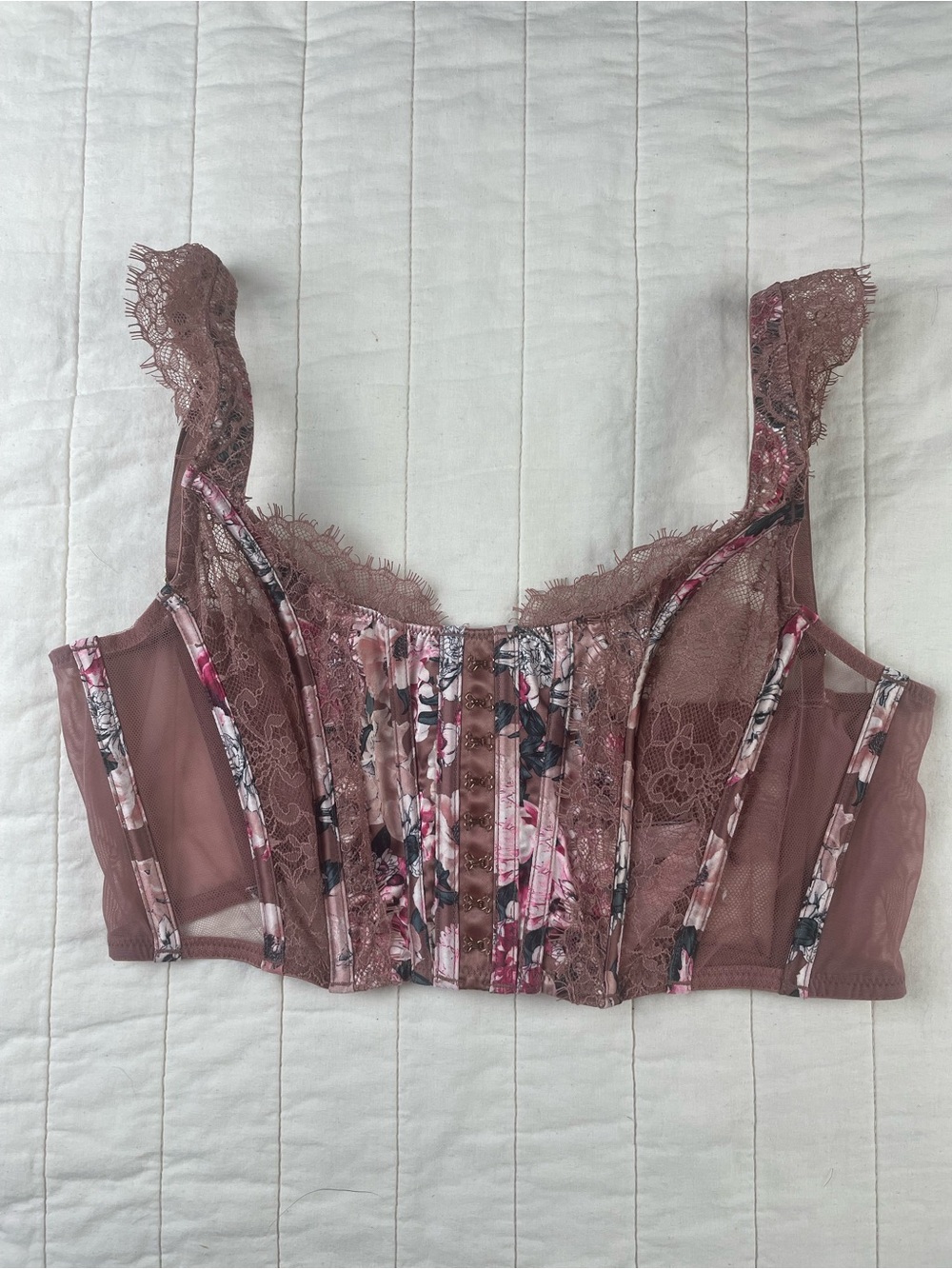 Victoria's Secret Dream Angels Floral Longline Lace Structured Bralette Small
